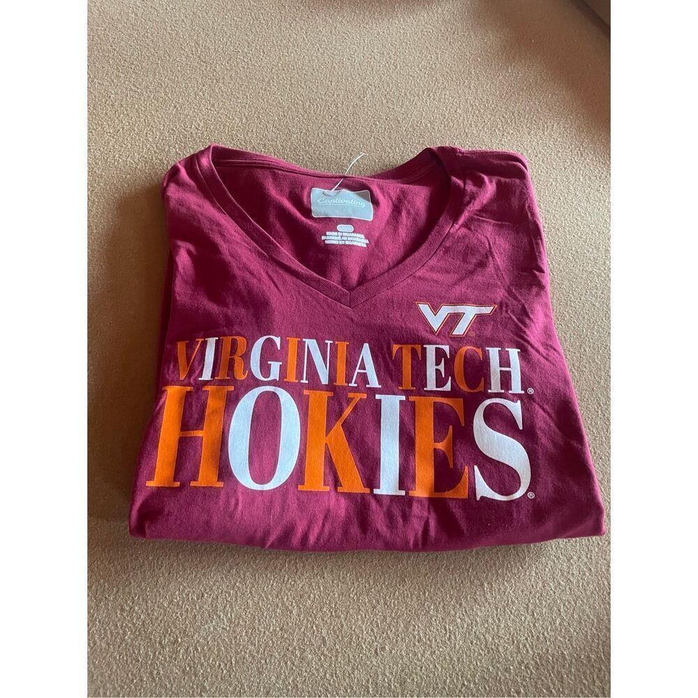Captivating Virginia Tech Hokies Maroon Women’s T-Shirt Size Large